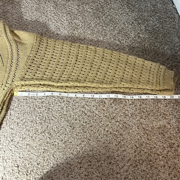 Vintage Cache Metallic Gold Knit V neck Loose Knit Slouchy Sweater - Picture 11 of 12